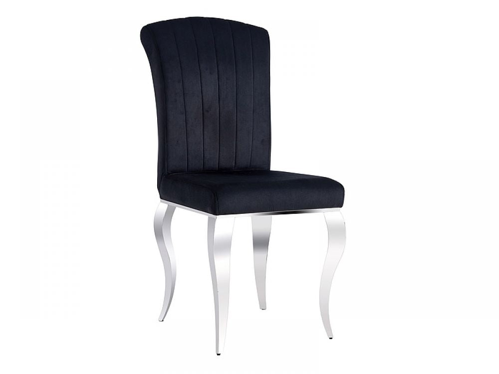 Scaun tapitat cu Catifea Negru cu picioare din Metal Argintiu H100xL48xA61cm Prince