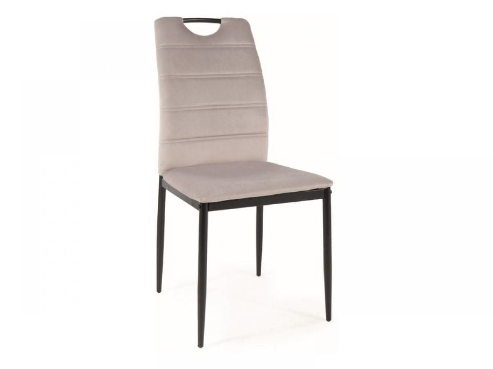 Scaun tapitat cu Catifea Gri deschis cu picioare din Metal Negru H92xL44xA54cm Rip