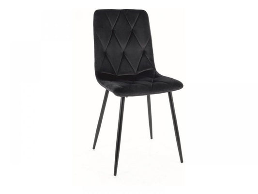 Set 2 Scaune tapitate cu Catifea Negru cu picioare din Metal Negru H91xL45xA52cm Tom
