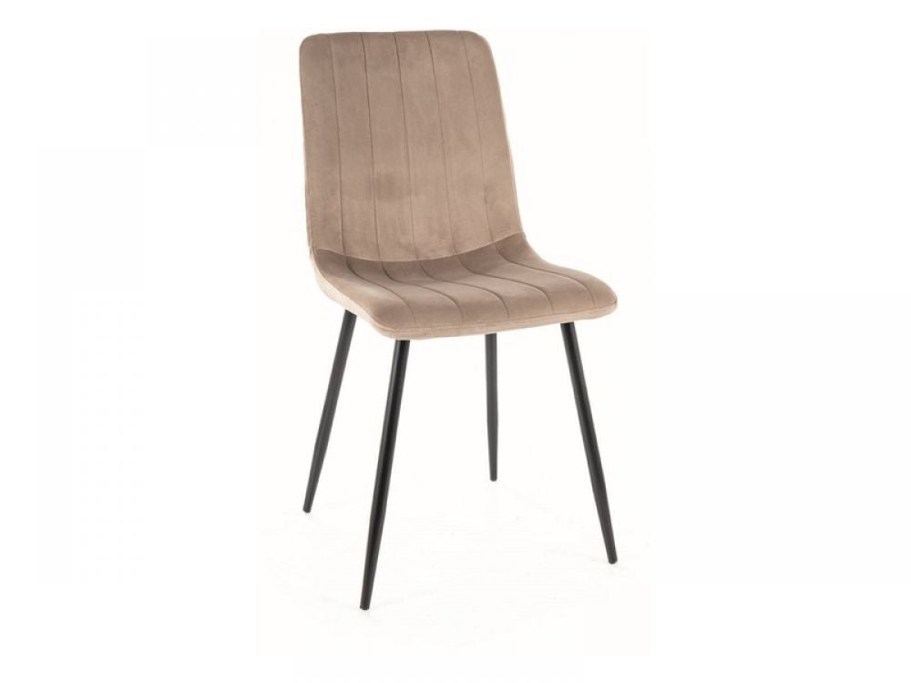 Set 2 scaune tapitate cu Catifea Bej inchis cu picioare din Metal Negru H91xL45xA52cm Alan