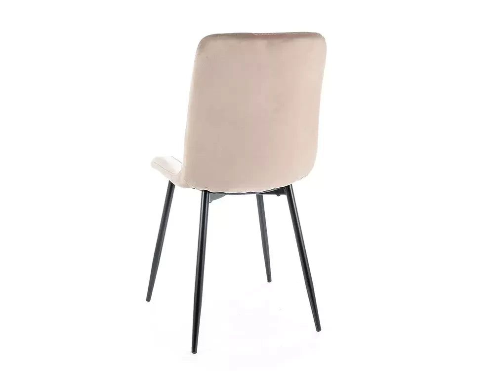 Set 2 scaune tapitate cu Catifea Bej inchis cu picioare din Metal Negru H91xL45xA52cm Alan
