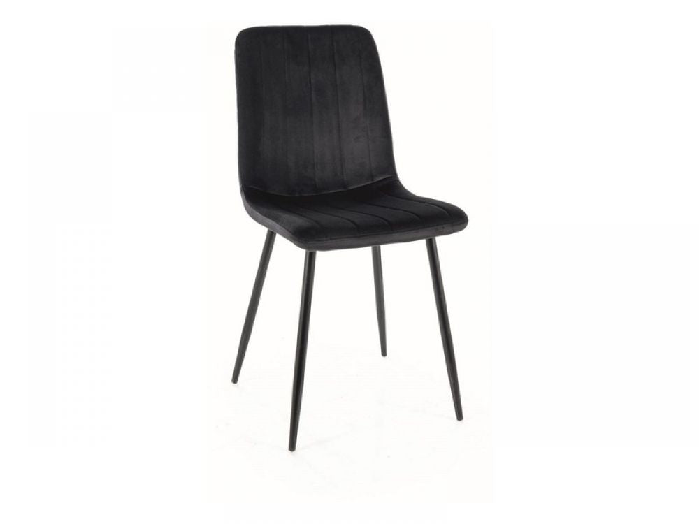 Set 2 Scaune tapitate cu Catifea Negru cu picioare din Metal Negru H91xL45xA52cm Alan