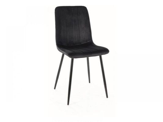 Set 2 Scaune tapitate cu Catifea Negru cu picioare din Metal Negru H91xL45xA52cm Alan