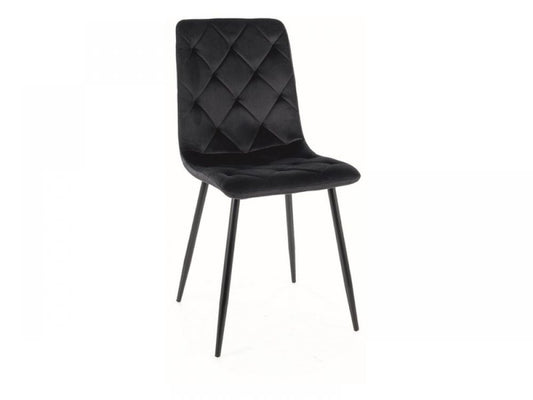 Set 2 Scaune tapitate cu Catifea Negru cu picioare din Metal Negru H91xL45xA52cm Jerry