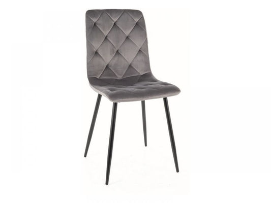 Set 2 Scaune tapitate cu Catifea Gri cu picioare din Metal Negru H91xL45xA52cm Jerry