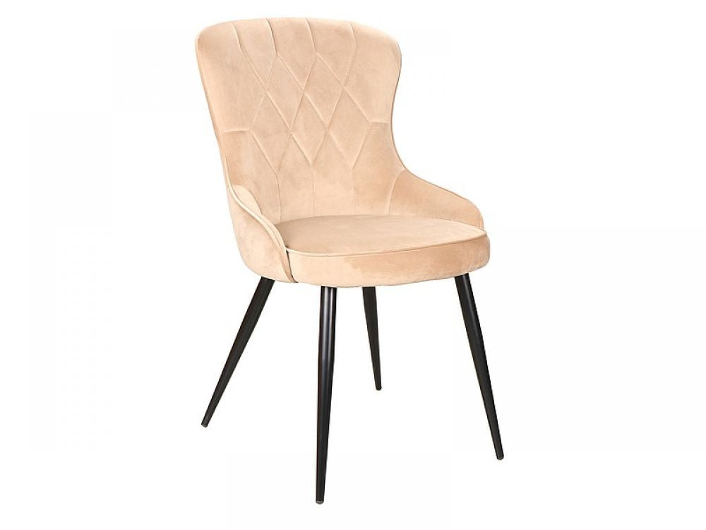 Scaun tapitat cu Catifea Bej cu picioare din Metal Negru H91xL52xA61cm Lotus