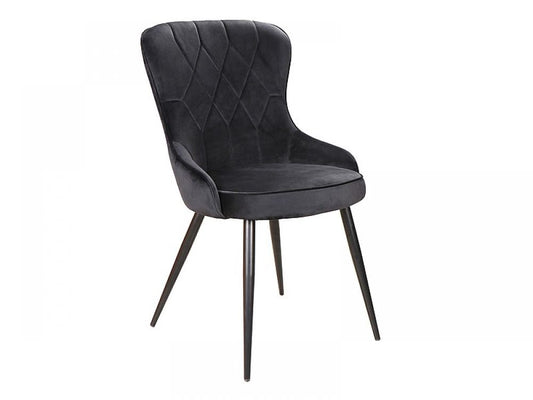Scaun tapitat cu Catifea Negru cu picioare din Metal Negru H91xL52xA61cm Lotus