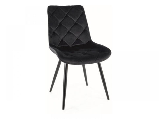 Set 2 scaune tapitate cu Catifea Negru cu picioare din Metal Negru H88xL51xA63cm Ralph
