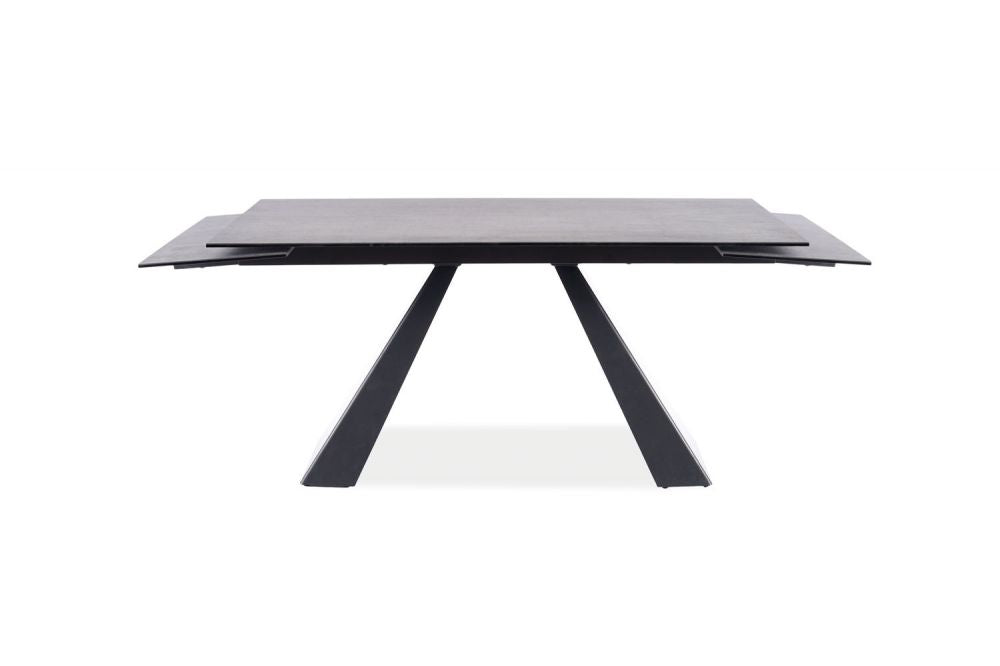 Masa extensibila cu blat din Sticla securizata Gri antracit cu picioare din Metal Negru L180x260cm Salvadore