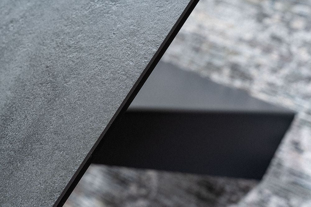 Masa extensibila cu blat din Sticla securizata Gri antracit cu picioare din Metal Negru L180x260cm Salvadore