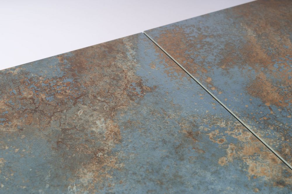 Masa extensibila cu blat din Sticla securizata Turcoaz cu picioare din Metal Negru L160x240cm Westin
