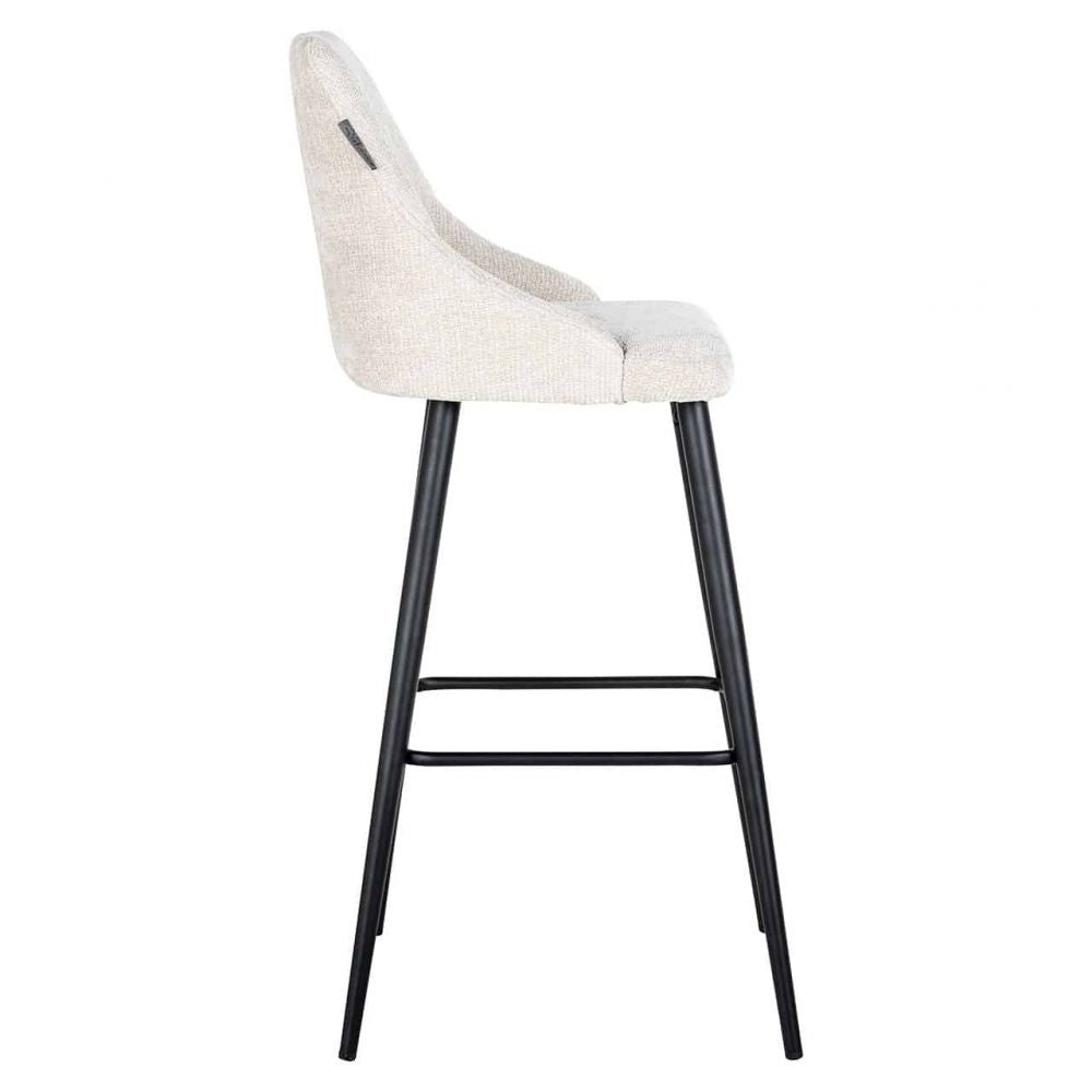 Set 2 scaune de bar tapitat cu Stofa Crem cu picioare din Metal Negru H109xL50xA57cm Brooke Richmond Interiors