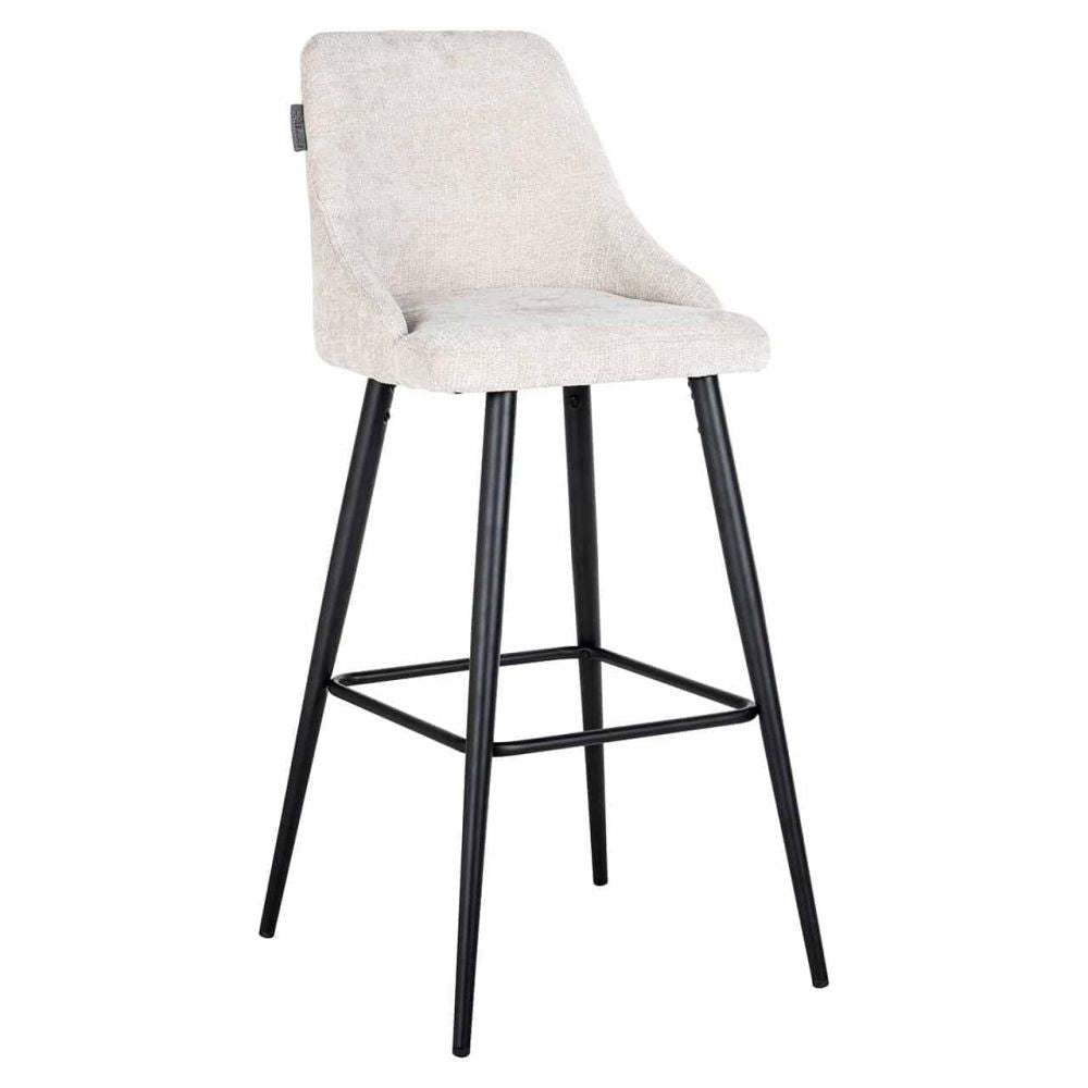 Set 2 scaune de bar tapitat cu Stofa Crem cu picioare din Metal Negru H109xL50xA57cm Brooke Richmond Interiors