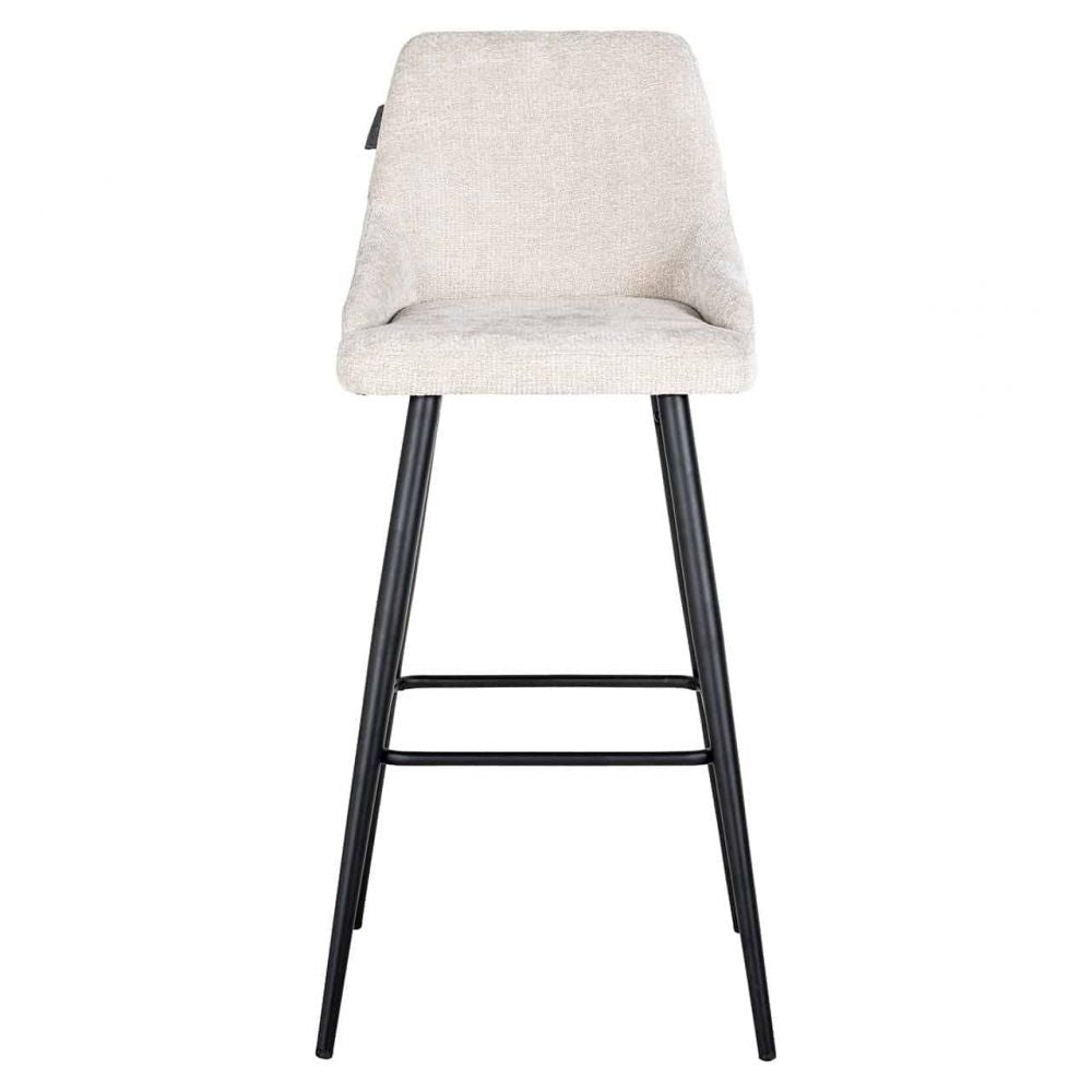 Set 2 scaune de bar tapitat cu Stofa Crem cu picioare din Metal Negru H109xL50xA57cm Brooke Richmond Interiors