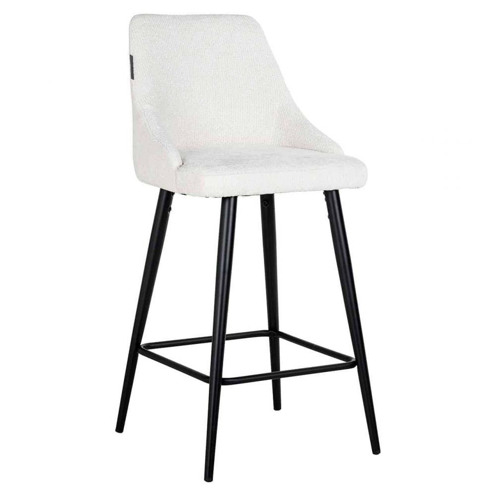 Set 2 scaune de insula tapitat cu Stofa Alb cu picioare din Metal Negru H98xL48xA56cm Brooke Richmond Interiors