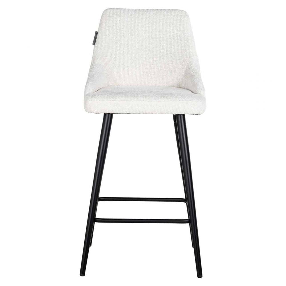 Set 2 scaune de insula tapitat cu Stofa Alb cu picioare din Metal Negru H98xL48xA56cm Brooke Richmond Interiors