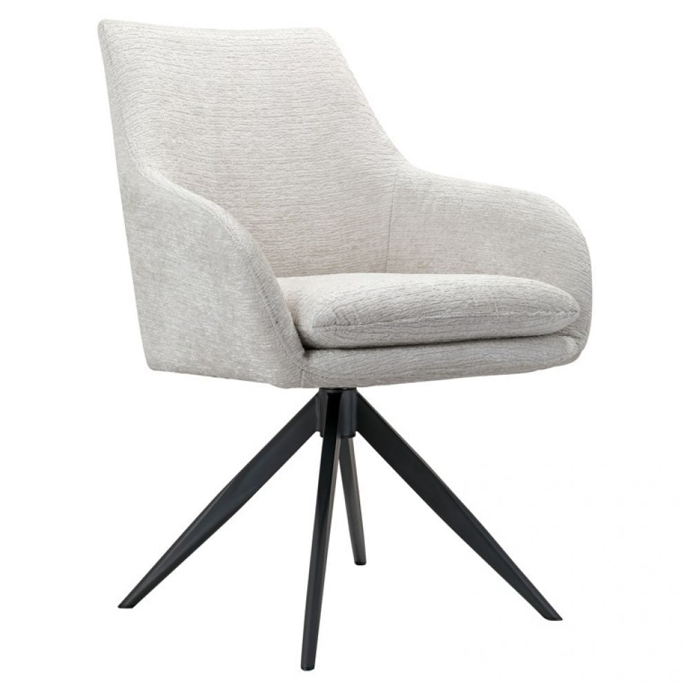 Scaun pivotant tapitat cu Stofa Crem cu picioare din Metal Negru H88xL64xA67cm Lisonne Richmond Interiors