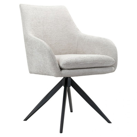 Scaun pivotant tapitat cu Stofa Crem cu picioare din Metal Negru H88xL64xA67cm Lisonne Richmond Interiors