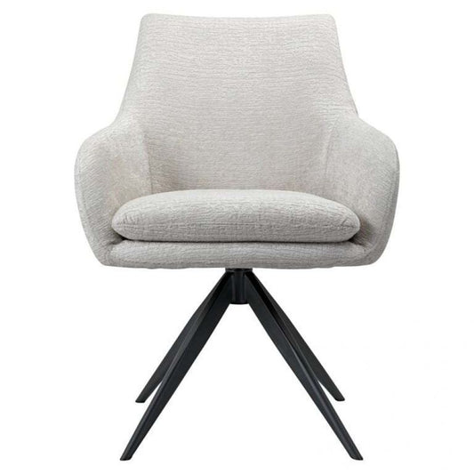 Scaun pivotant tapitat cu Stofa Crem cu picioare din Metal Negru H88xL64xA67cm Lisonne Richmond Interiors