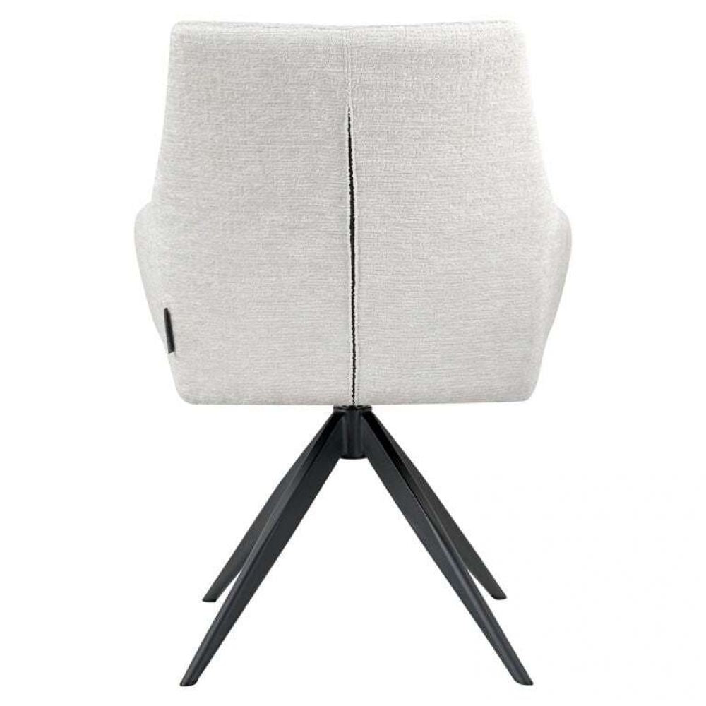 Scaun pivotant tapitat cu Stofa Crem cu picioare din Metal Negru H88xL64xA67cm Lisonne Richmond Interiors