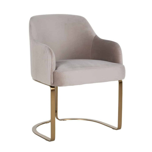 Scaun tapitat cu Catifea Bej cu picioare din Metal Auriu H81xL60xA60cm Hadley Richmond Interiors