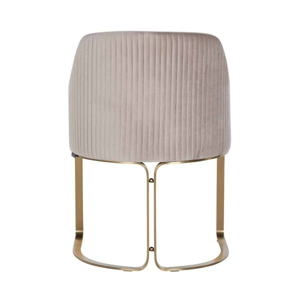 Scaun tapitat cu Catifea Bej cu picioare din Metal Auriu H81xL60xA60cm Hadley Richmond Interiors