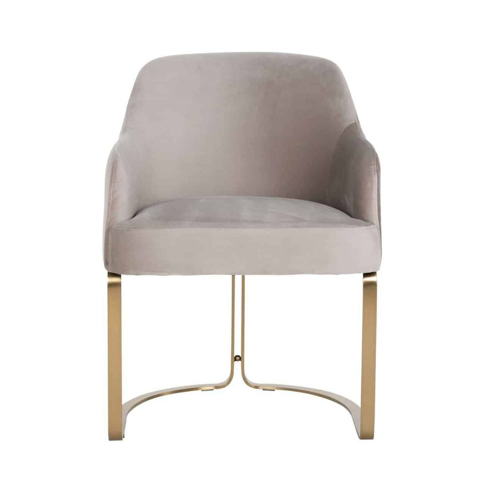 Scaun tapitat cu Catifea Bej cu picioare din Metal Auriu H81xL60xA60cm Hadley Richmond Interiors
