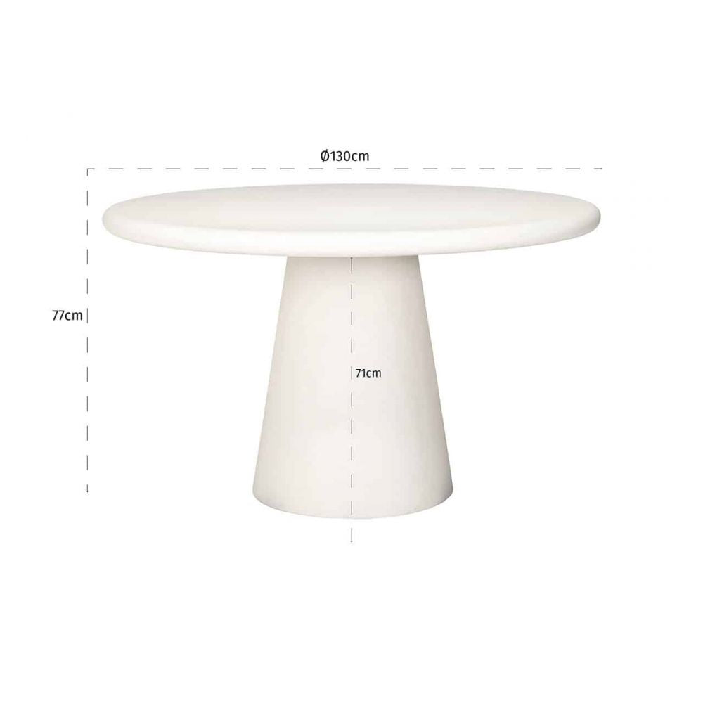 Masa Rotunda de 4-6 persoane din MDF Alb D130xH71cm Bloomstone Richmond Interiors
