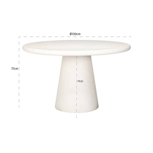 Masa Rotunda de 4-6 persoane din MDF Alb D130xH71cm Bloomstone Richmond Interiors
