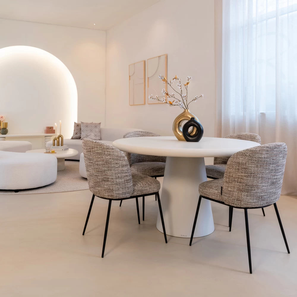 Masa Rotunda de 4-6 persoane din MDF Alb D130xH71cm Bloomstone Richmond Interiors