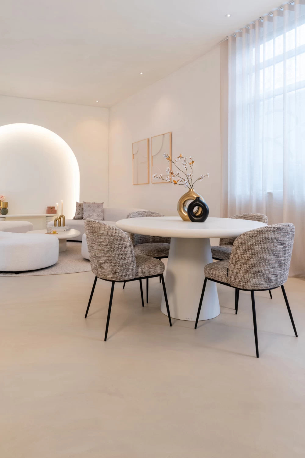 Masa Rotunda de 4-6 persoane din MDF Alb D130xH71cm Bloomstone Richmond Interiors