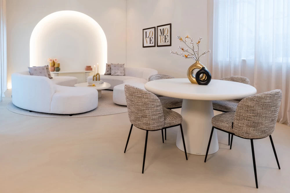 Masa Rotunda de 4-6 persoane din MDF Alb D130xH71cm Bloomstone Richmond Interiors