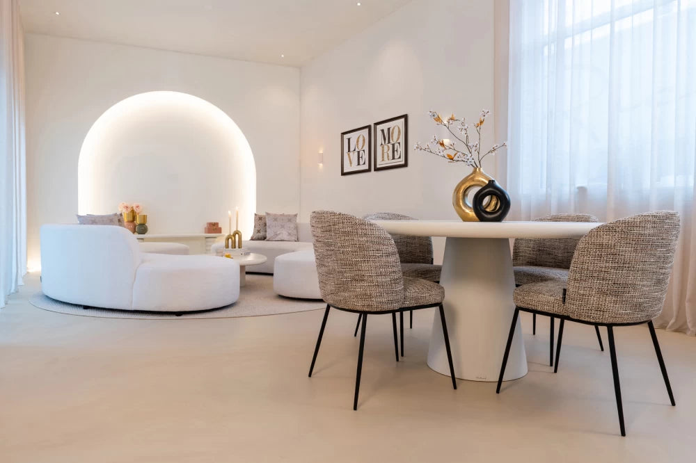 Masa Rotunda de 4-6 persoane din MDF Alb D130xH71cm Bloomstone Richmond Interiors