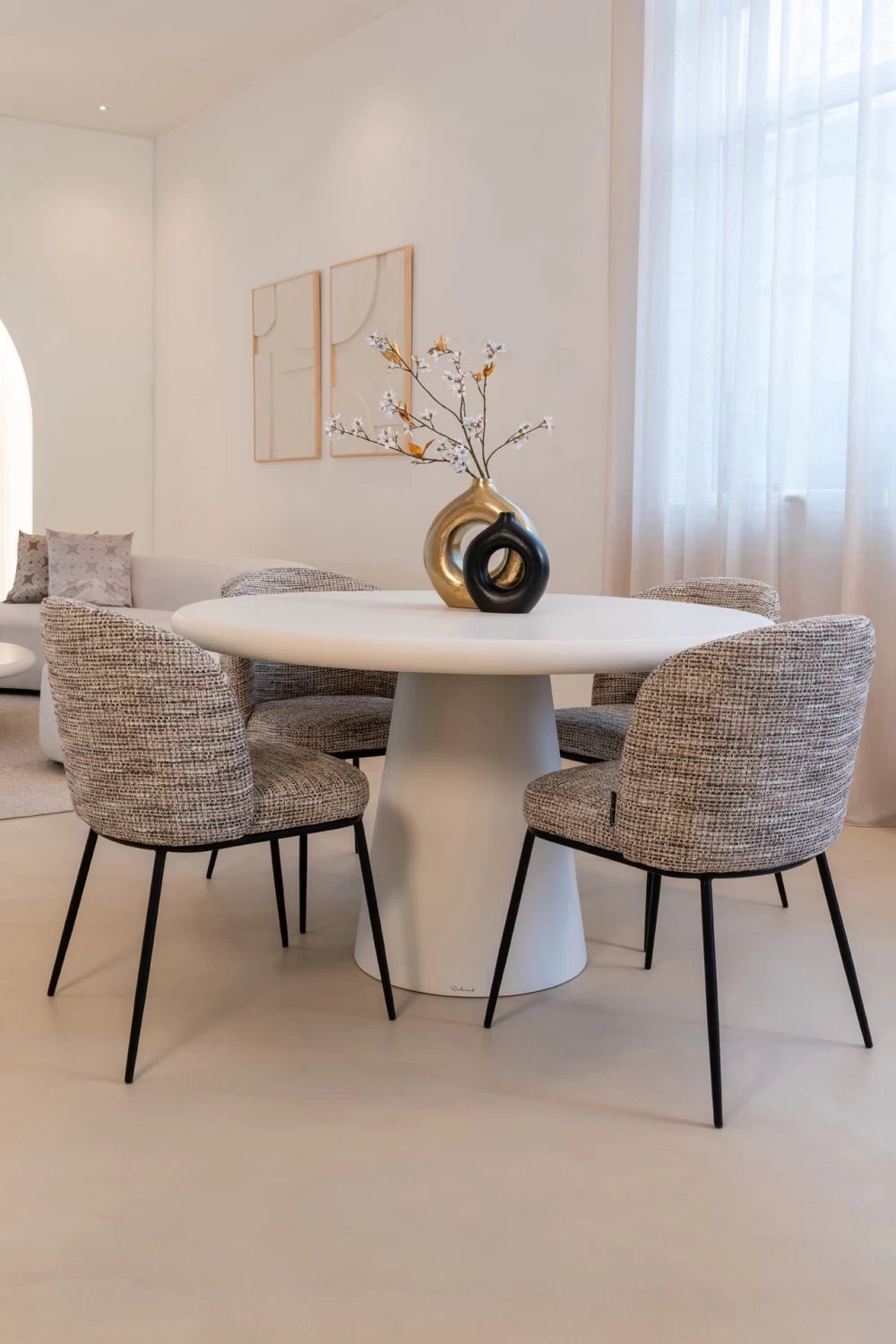 Masa Rotunda de 4-6 persoane din MDF Alb D130xH71cm Bloomstone Richmond Interiors
