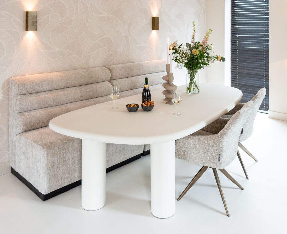 Masa Asimetrica de 8-10 persoane din MDF Alb L230xH78cm Bloomstone Richmond Interiors