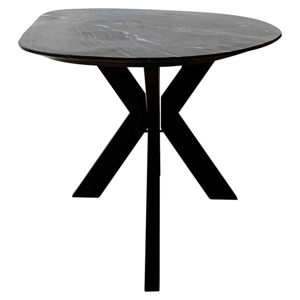 Masa Asimetrica de 8-10 persoane din Marmura Negru si Metal Negru L220xH76cm Trocadero Richmond Interiors