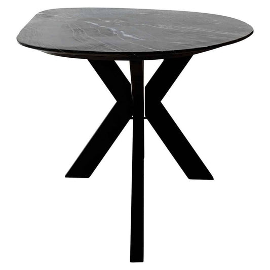 Masa Asimetrica de 8-10 persoane din Marmura Negru si Metal Negru L220xH76cm Trocadero Richmond Interiors