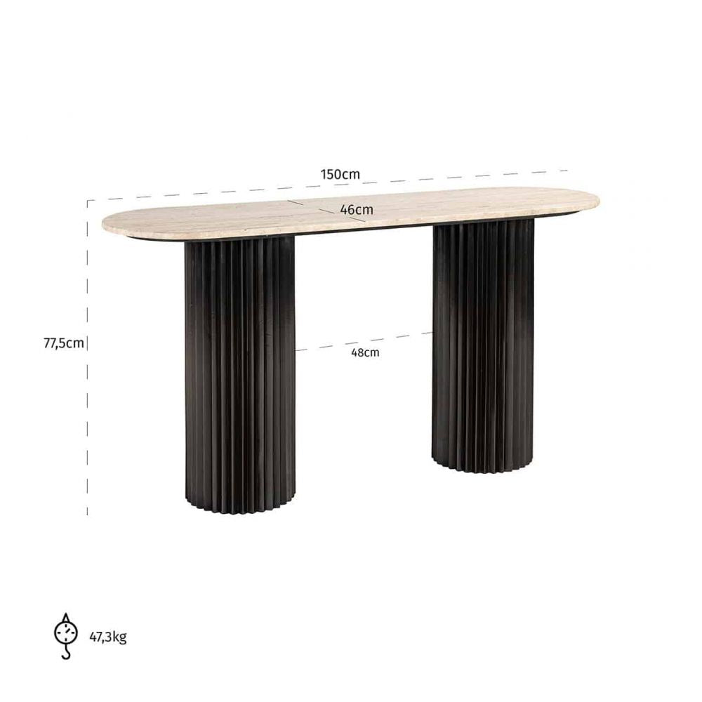 Consola din Travertin si MDF Bej/Negru L150xH78cm Hampton Richmond interiors