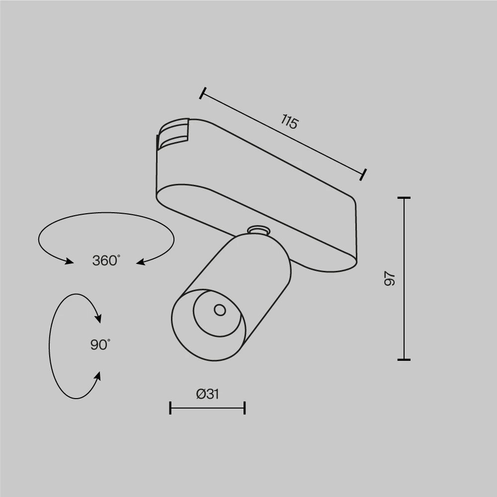 Spot pentru sina Radity din Aluminiu Alb H10xL11.5cm IP 20 5W 450lm 4000k Focus LED