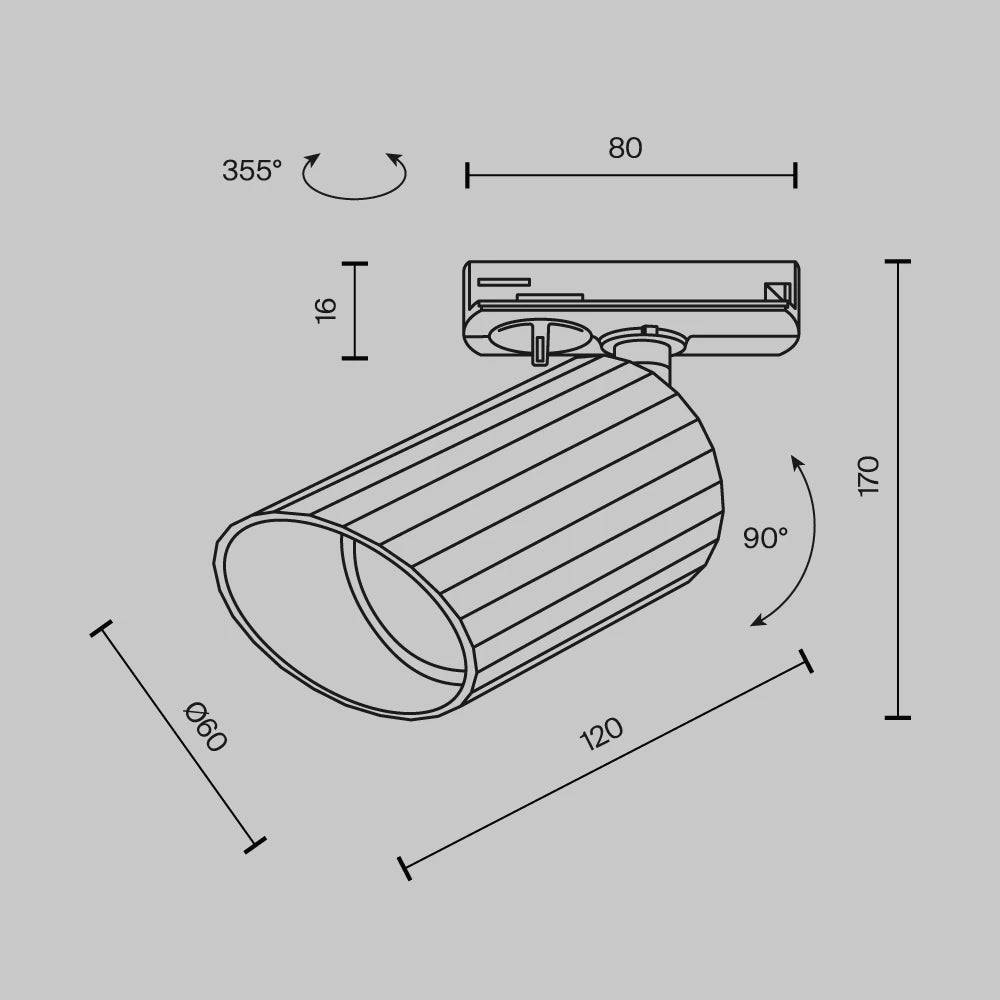 Set sina monofazata 1m din Aluminiu Alb cu 3 spoturi din aluminiu Alb GU10 35W Unity Lipari