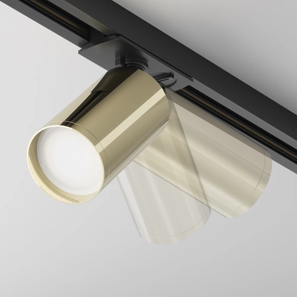 Set sina monofazata 1m din Aluminiu negru cu 3 spoturi din aluminiu Auriu GU10 10W Unity Focus s