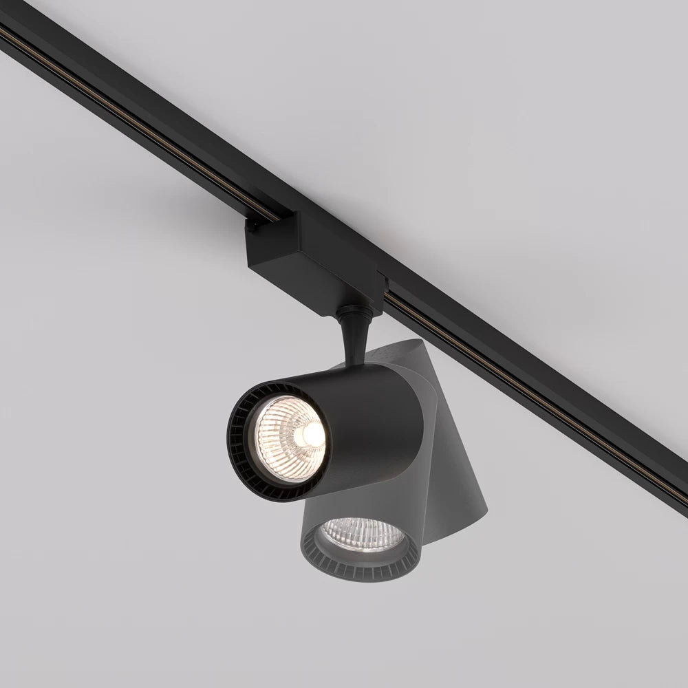 Set sina monofazata 1m din Aluminiu negru cu 3 spoturi din aluminiu Negru Modul led 15W 1600lm 3000k Unity Vuoro