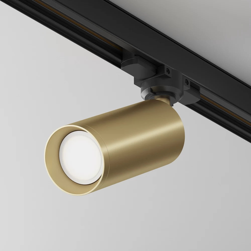 Set sina trifazata 1m din Aluminiu negru cu 3 spoturi din aluminiu Auriu GU10 50W Trinity Focus