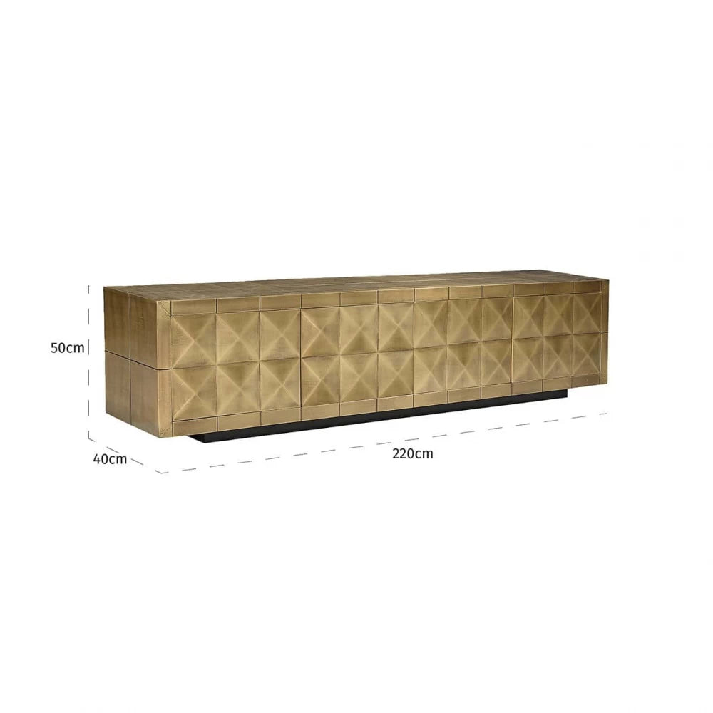 Comoda TV din Metal Auriu si MDF Negru L220xH50cm Collada Richmond Interiors