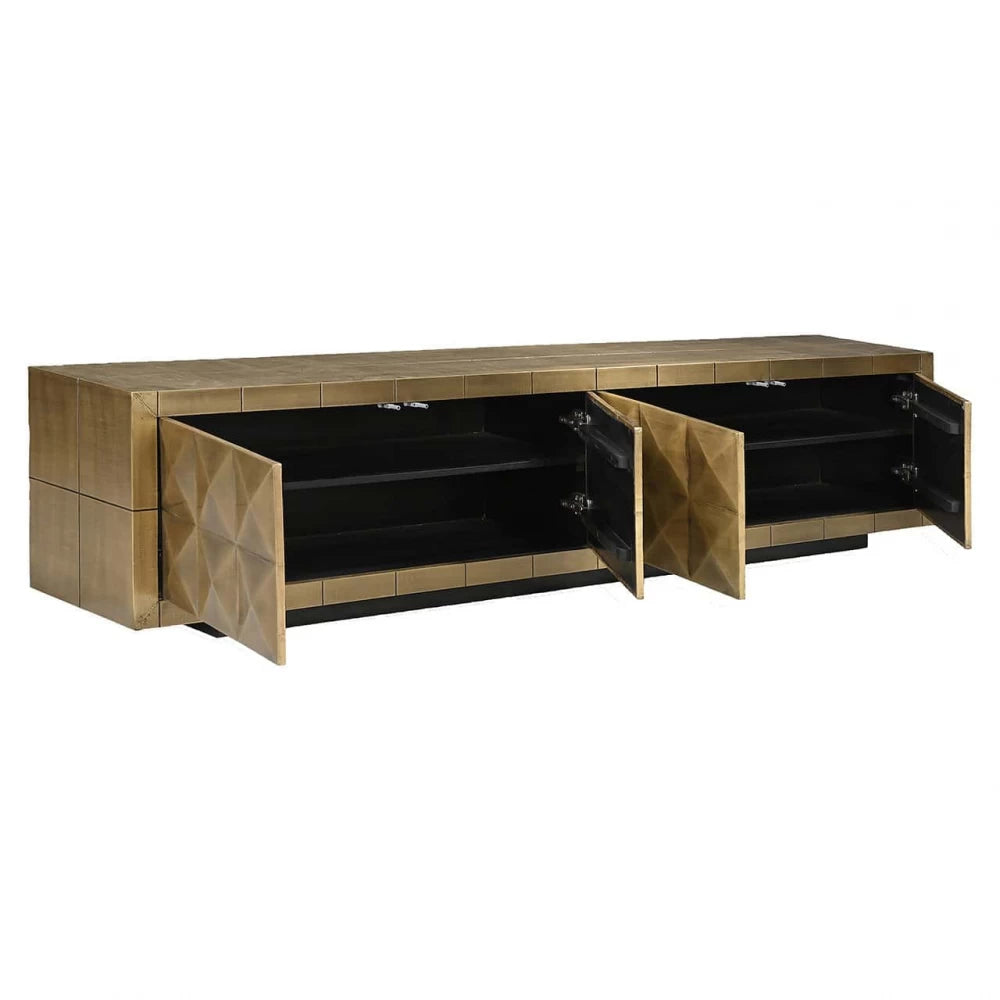 Comoda TV din Metal Auriu si MDF Negru L220xH50cm Collada Richmond Interiors
