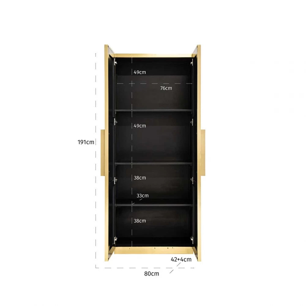 Dulap din Metal Auriu si MDF Negru L80xH191cm Ironville Richmond Interiors