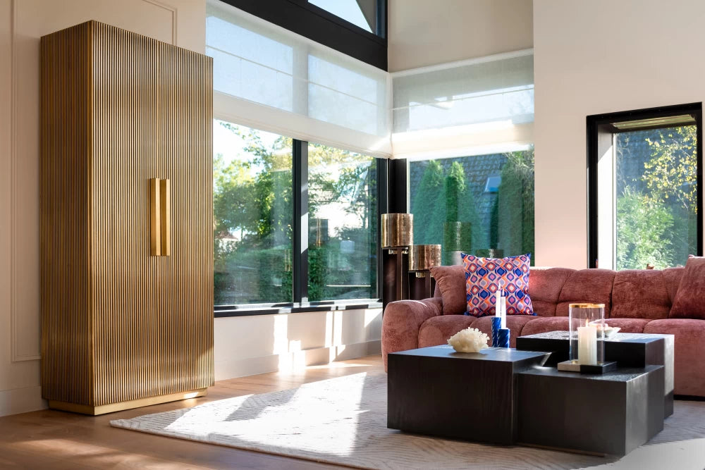 Dulap din Metal Auriu si MDF Negru L80xH191cm Ironville Richmond Interiors