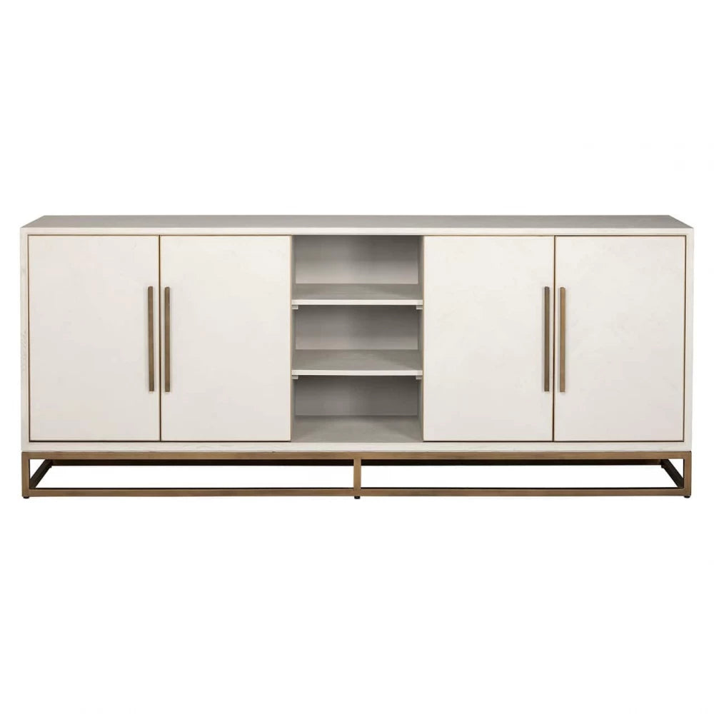 Comoda din Furnir de stejar Alb si Metal Alama L225xH90cm Whitebone Richmond Interiors