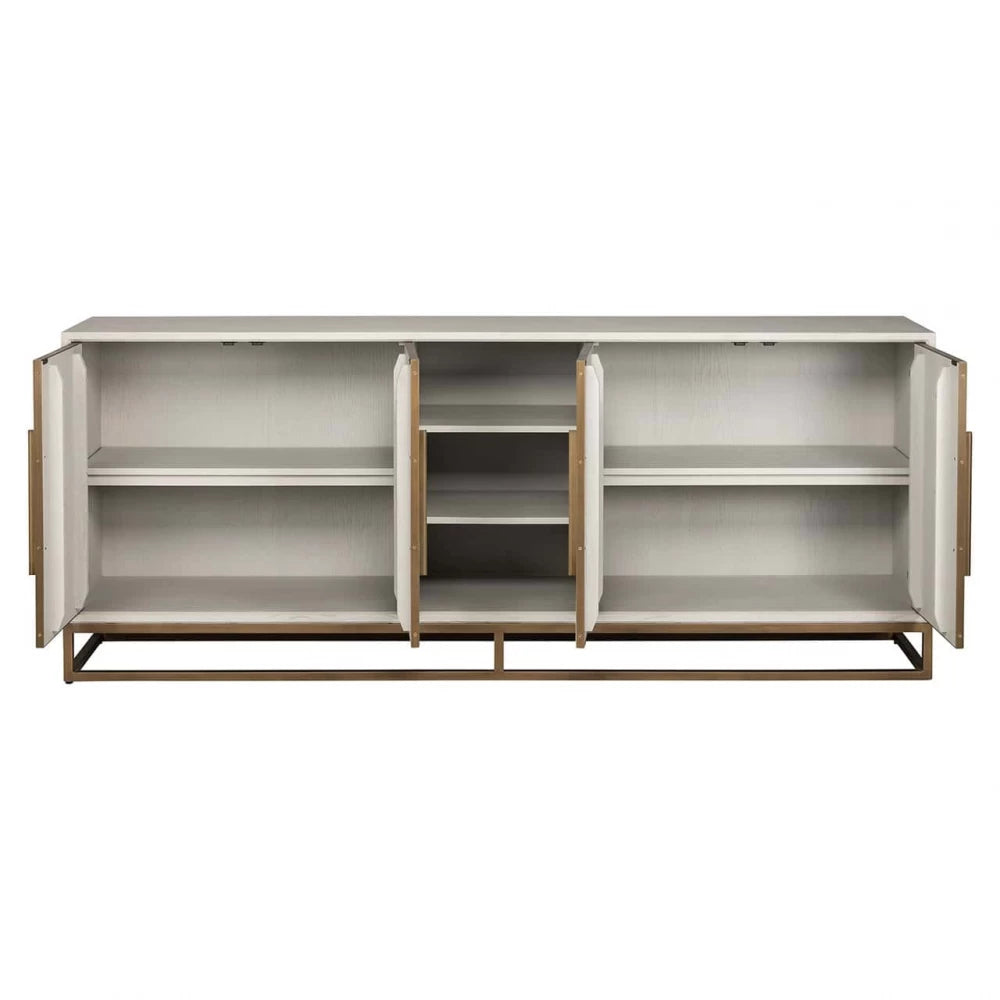 Comoda din Furnir de stejar Alb si Metal Alama L225xH90cm Whitebone Richmond Interiors
