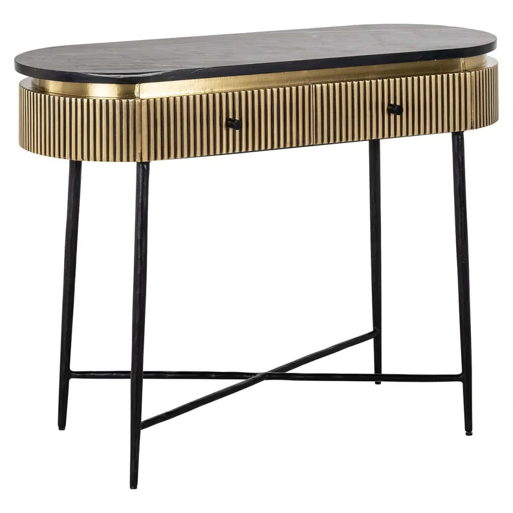 Consola din Marmura Negru si Metal Negru L100xH76cm Ironville Richmond Interiors